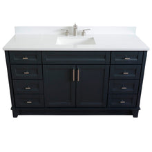 Load image into Gallery viewer, 61&quot; Single sink vanity in Dark Gray finish and White quartz and rectangle sink - 400700-61S-DG-WER