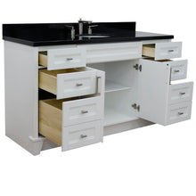 Load image into Gallery viewer, 61&quot; Single sink vanity in White finish and Black galaxy granite and oval sink - 400700-61S-WH-BGO