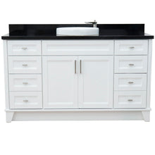 Load image into Gallery viewer, 61&quot; Single sink vanity in White finish and Black galaxy granite and round sink - 400700-61S-WH-BGRD