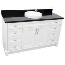 Load image into Gallery viewer, 61&quot; Single sink vanity in White finish and Black galaxy granite and round sink - 400700-61S-WH-BGRD