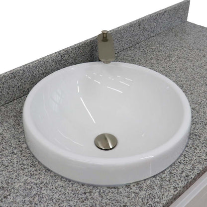 61" Single sink vanity in White finish and Gray granite and round sink - 400700-61S-WH-GYRD