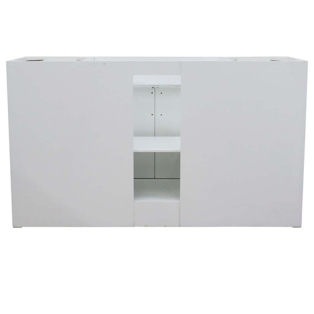 61" Single sink vanity in White finish and Gray granite and round sink - 400700-61S-WH-GYRD