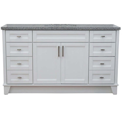 61" Single sink vanity in White finish and Gray granite and rectangle sink - 400700-61S-WH-GYR