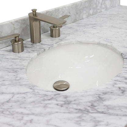 61" Single sink vanity in White finish and White Carrara marble and oval sink - 400700-61S-WH-WMO