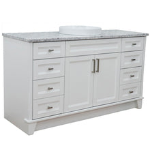 Load image into Gallery viewer, 61&quot; Single sink vanity in White finish and White Carrara marble and round sink - 400700-61S-WH-WMRD