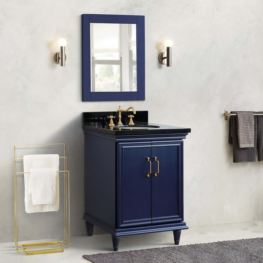 25" Single vanity in Blue finish with Black galaxy and oval sink - 400800-25-BU-BGO