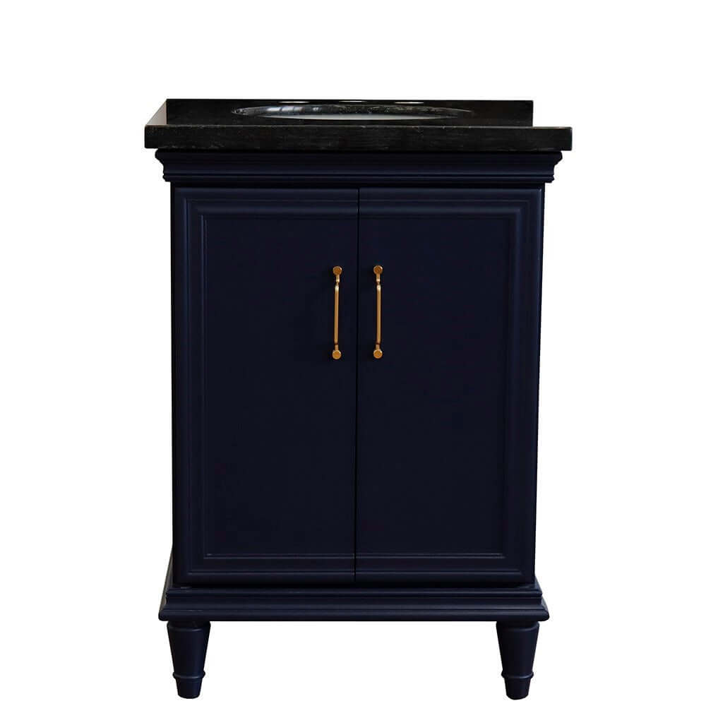 25" Single vanity in Blue finish with Black galaxy and oval sink - 400800-25-BU-BGO