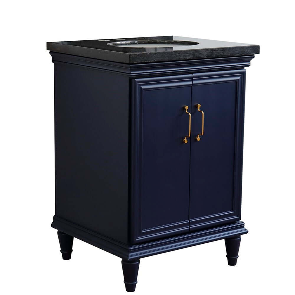 25" Single vanity in Blue finish with Black galaxy and oval sink - 400800-25-BU-BGO