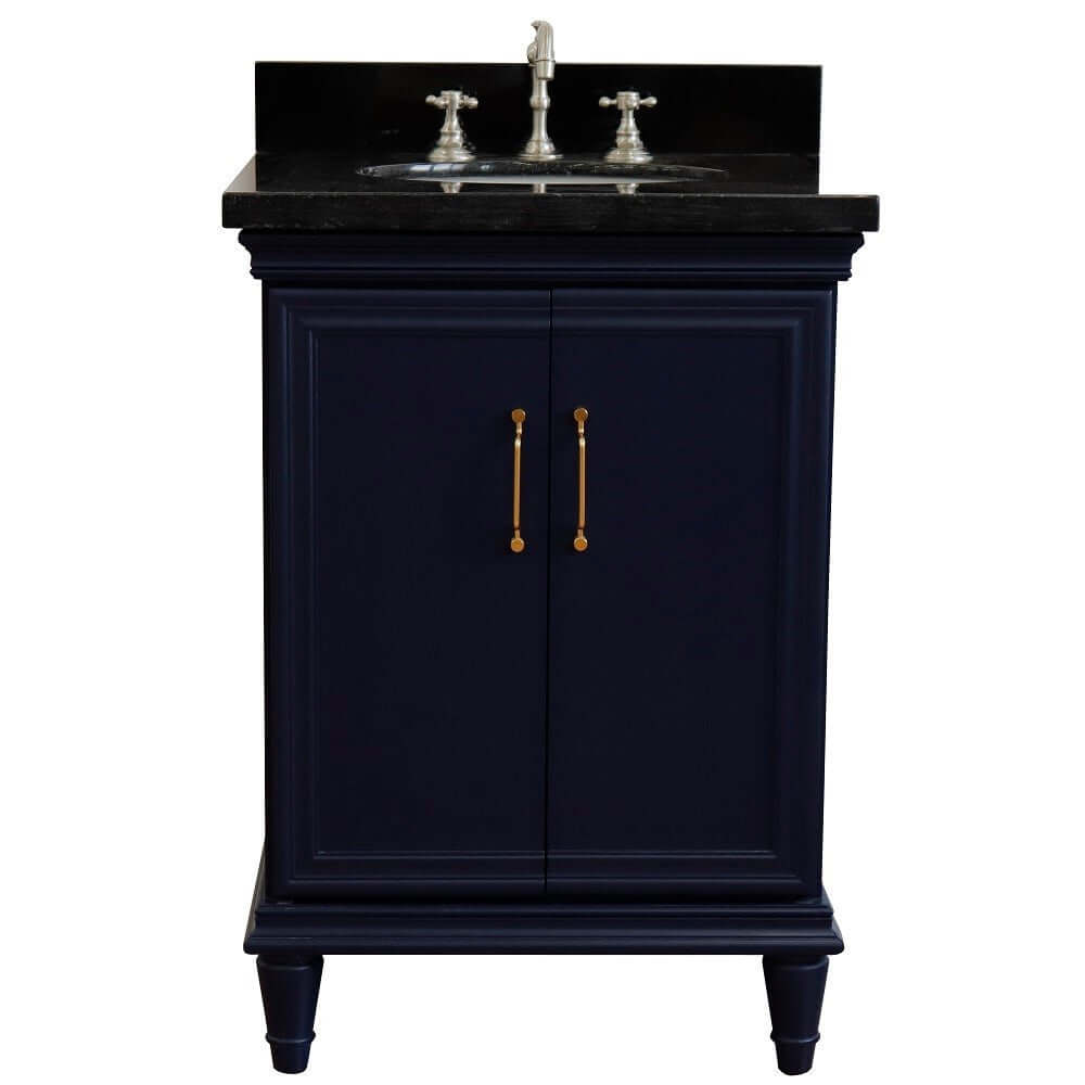 25" Single vanity in Blue finish with Black galaxy and oval sink - 400800-25-BU-BGO