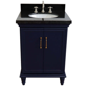 25" Single vanity in Blue finish with Black galaxy and oval sink - 400800-25-BU-BGO