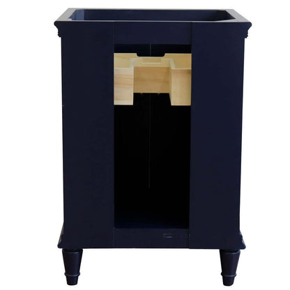 25" Single vanity in Blue finish with Black galaxy and round sink - 400800-25-BU-BGRD