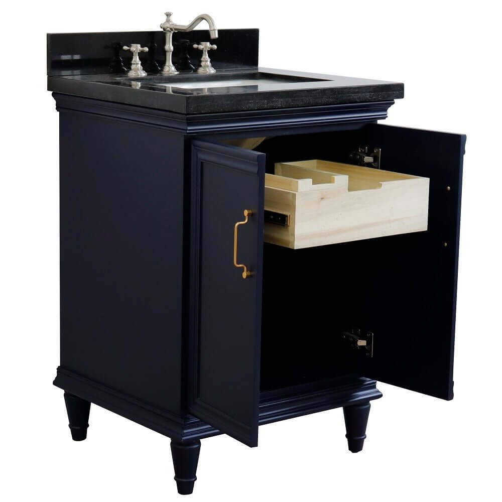 25" Single vanity in Blue finish with Black galaxy and rectangle sink - 400800-25-BU-BGR