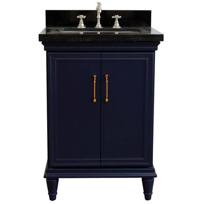 25" Single vanity in Blue finish with Black galaxy and rectangle sink - 400800-25-BU-BGR