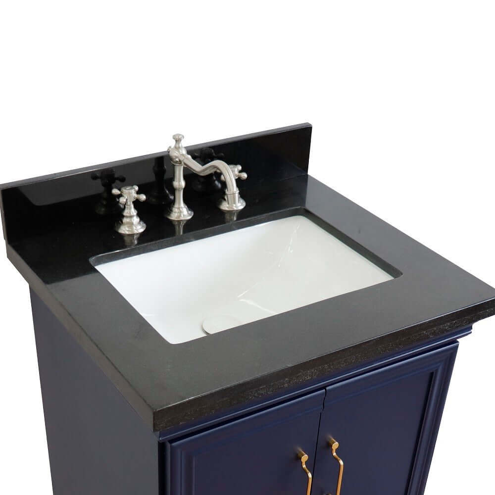 25" Single vanity in Blue finish with Black galaxy and rectangle sink - 400800-25-BU-BGR