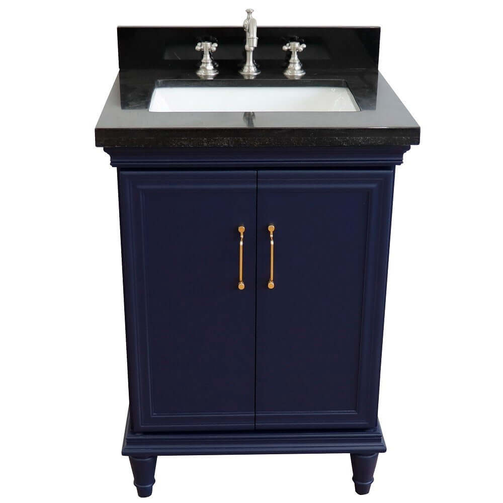 25" Single vanity in Blue finish with Black galaxy and rectangle sink - 400800-25-BU-BGR