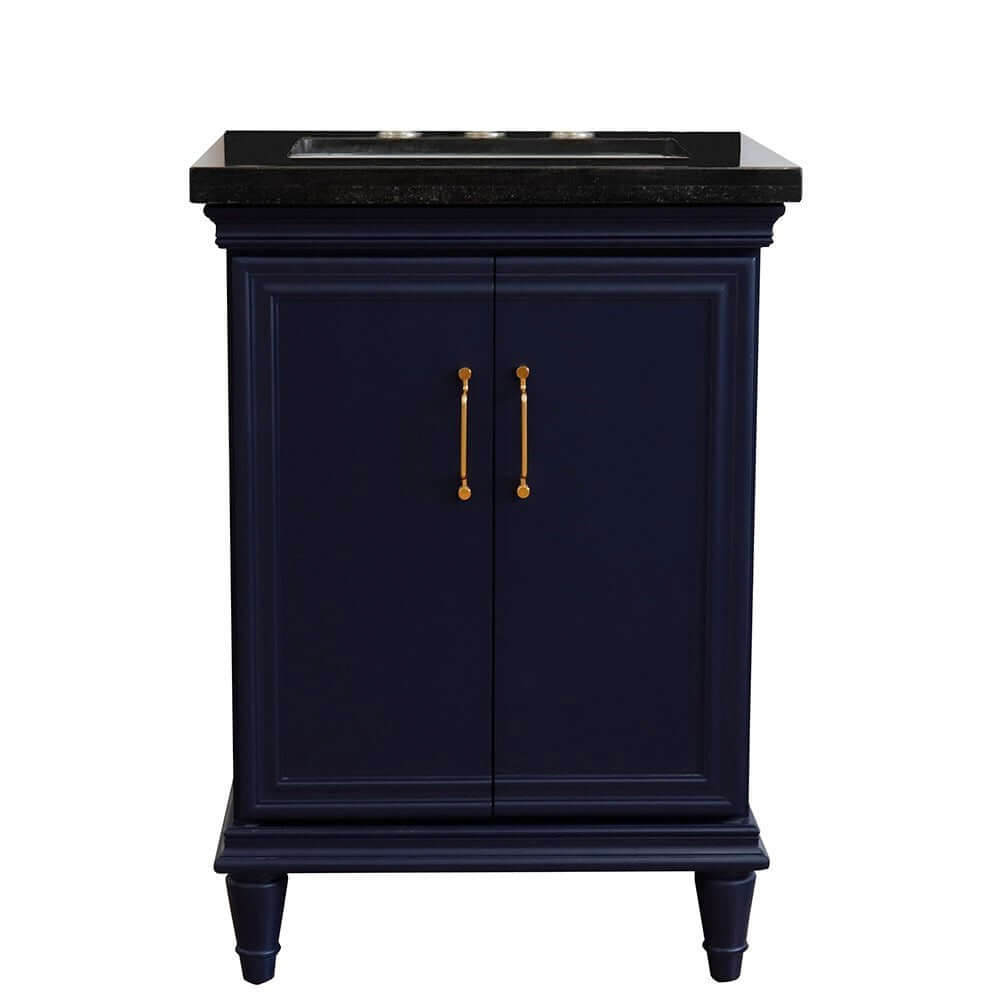 25" Single vanity in Blue finish with Black galaxy and rectangle sink - 400800-25-BU-BGR