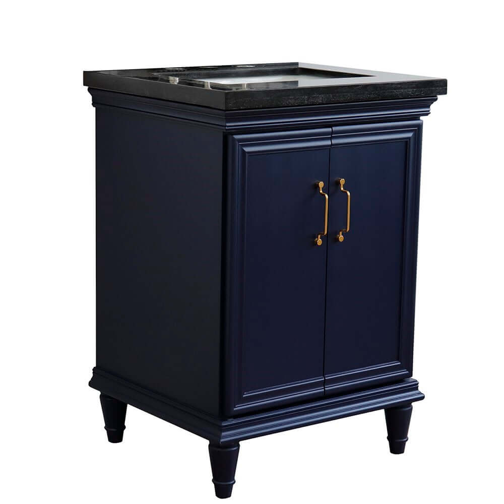 25" Single vanity in Blue finish with Black galaxy and rectangle sink - 400800-25-BU-BGR