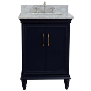 25" Single vanity in Blue finish with White Carrara and rectangle sink - 400800-25-BU-WMR