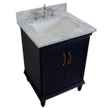 Load image into Gallery viewer, 25&quot; Single vanity in Blue finish with White Carrara and rectangle sink - 400800-25-BU-WMR