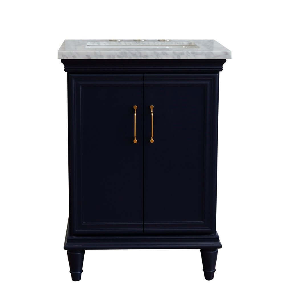 25" Single vanity in Blue finish with White Carrara and rectangle sink - 400800-25-BU-WMR