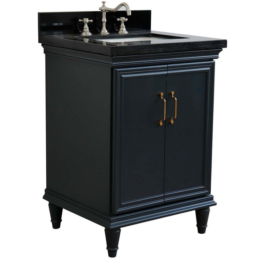 25" Single vanity in Dark Gray finish with Black galaxy and rectangle sink - 400800-25-DG-BGR