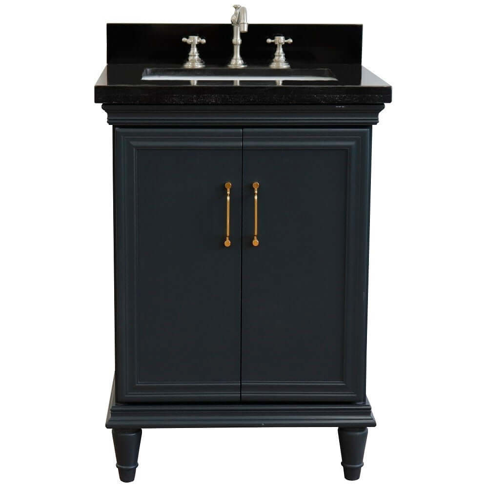 25" Single vanity in Dark Gray finish with Black galaxy and rectangle sink - 400800-25-DG-BGR