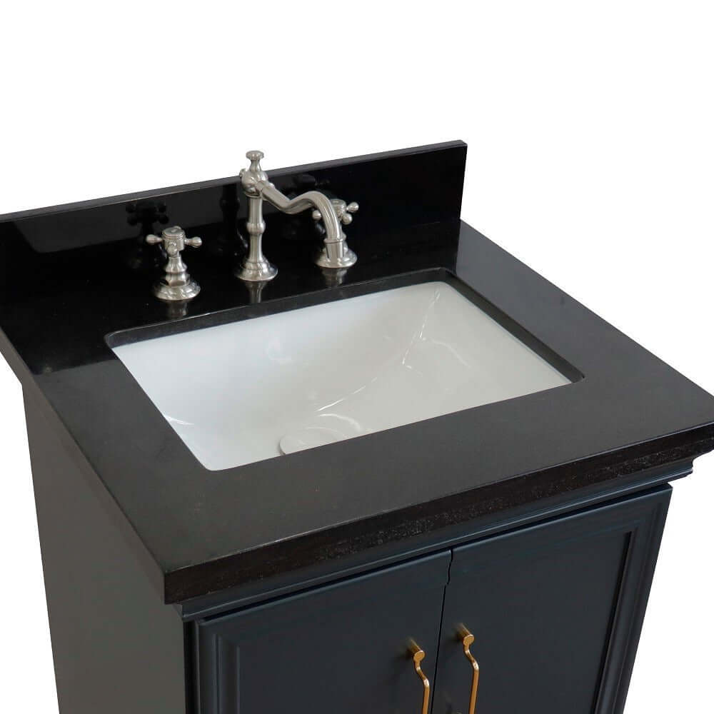 25" Single vanity in Dark Gray finish with Black galaxy and rectangle sink - 400800-25-DG-BGR