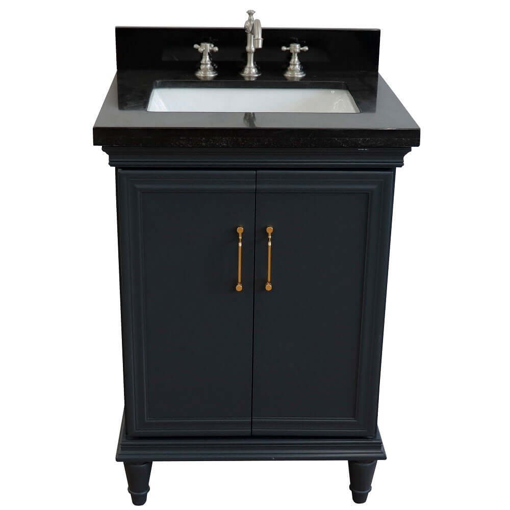 25" Single vanity in Dark Gray finish with Black galaxy and rectangle sink - 400800-25-DG-BGR