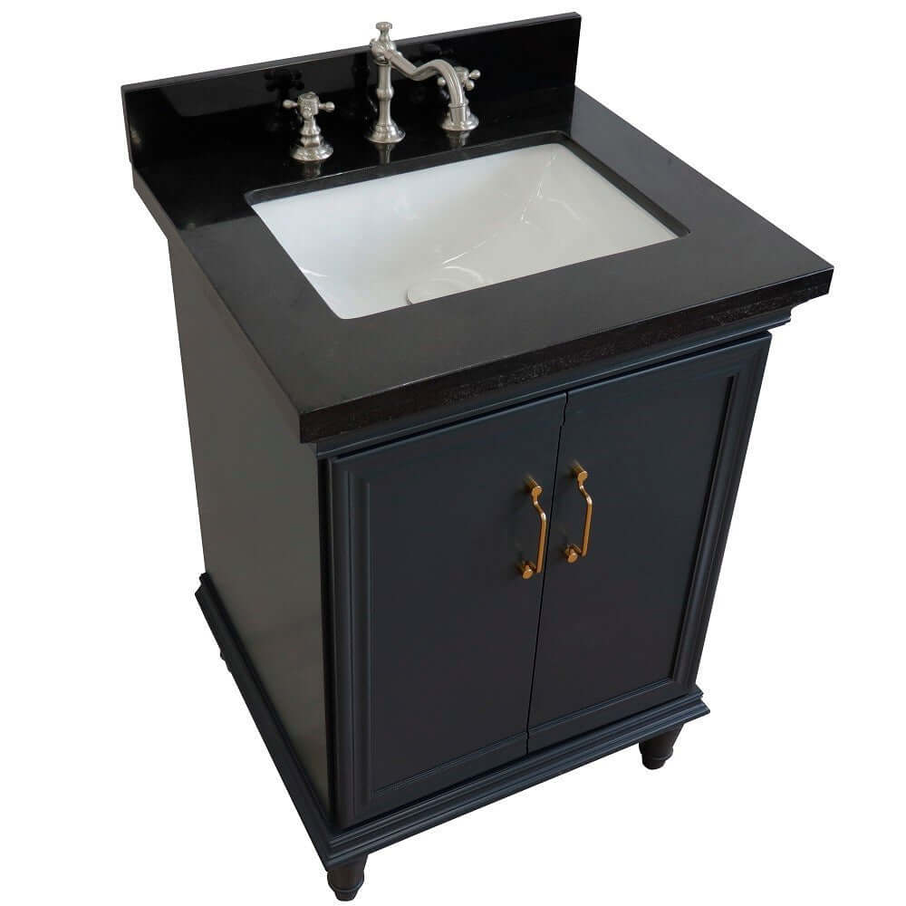 25" Single vanity in Dark Gray finish with Black galaxy and rectangle sink - 400800-25-DG-BGR