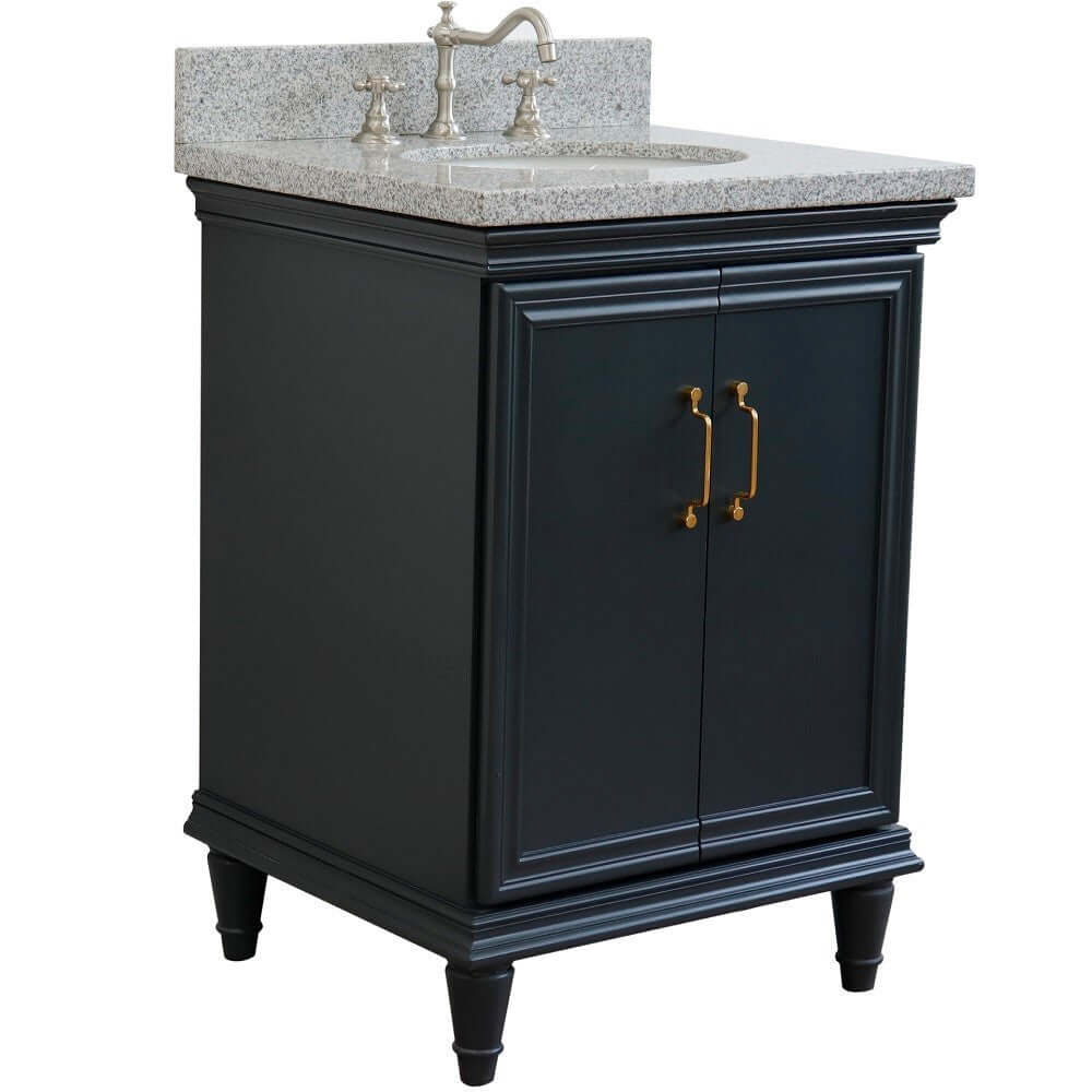 25" Single vanity in Dark Gray finish with Gray granite and oval sink - 400800-25-DG-GYO