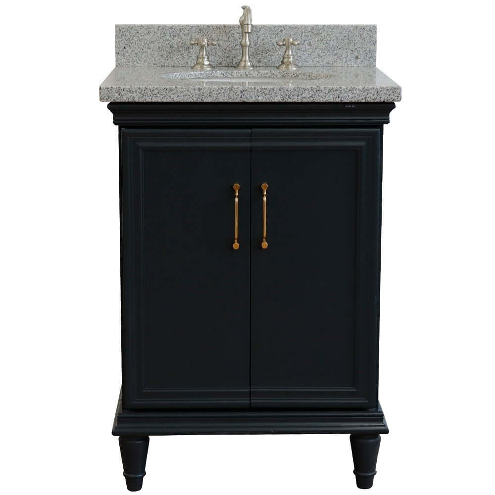 25" Single vanity in Dark Gray finish with Gray granite and oval sink - 400800-25-DG-GYO