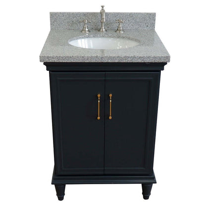 25" Single vanity in Dark Gray finish with Gray granite and oval sink - 400800-25-DG-GYO