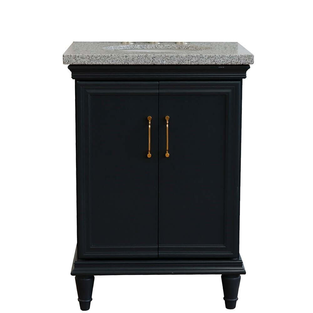 25" Single vanity in Dark Gray finish with Gray granite and oval sink - 400800-25-DG-GYO