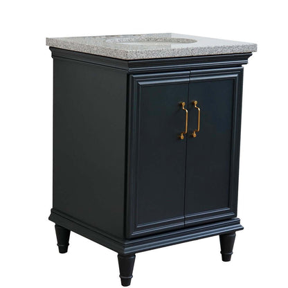 25" Single vanity in Dark Gray finish with Gray granite and oval sink - 400800-25-DG-GYO