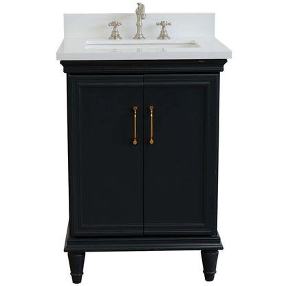 25" Single vanity in Dark Gray finish with White quartz and rectangle sink - 400800-25-DG-WER