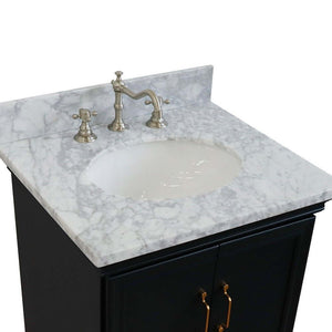25" Single vanity in Dark Gray finish with White Carrara  and oval sink - 400800-25-DG-WMO