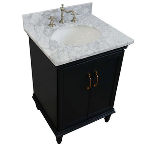 25" Single vanity in Dark Gray finish with White Carrara  and oval sink - 400800-25-DG-WMO