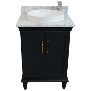 25" Single vanity in Dark Gray finish with White Carrara and round sink - 400800-25-DG-WMRD