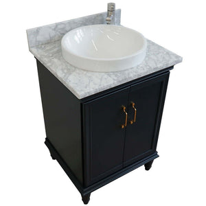 25" Single vanity in Dark Gray finish with White Carrara and round sink - 400800-25-DG-WMRD