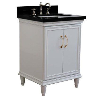 25" Single vanity in White finish with Black galaxy and rectangle sink - 400800-25-WH-BGR