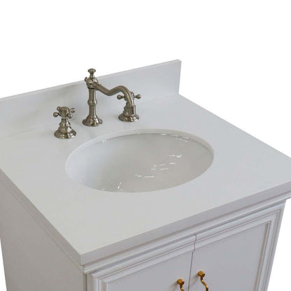 25" Single vanity in White finish with White quartz and oval sink - 400800-25-WH-WEO