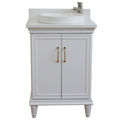 25" Single vanity in White finish with White quartz and round sink - 400800-25-WH-WERD