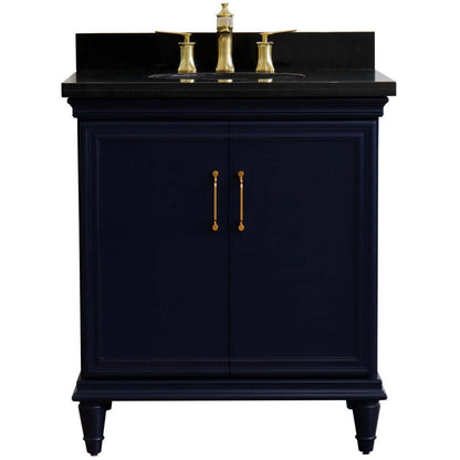 31" Single vanity in Blue finish with Black galaxy and oval sink - 400800-31-BU-BGO