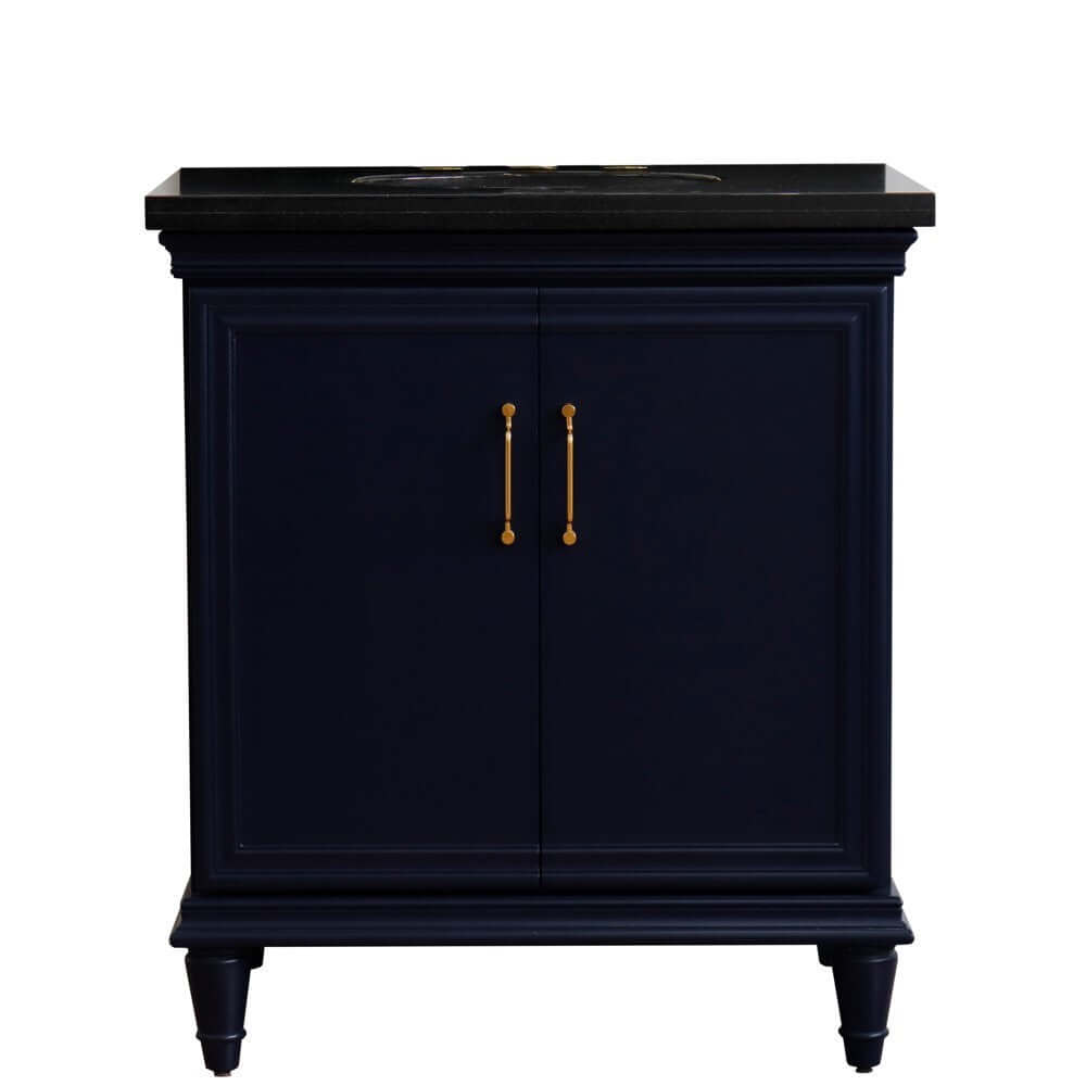 31" Single vanity in Blue finish with Black galaxy and oval sink - 400800-31-BU-BGO