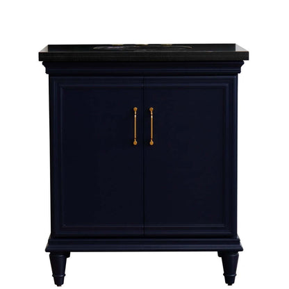 31" Single vanity in Blue finish with Black galaxy and oval sink - 400800-31-BU-BGO