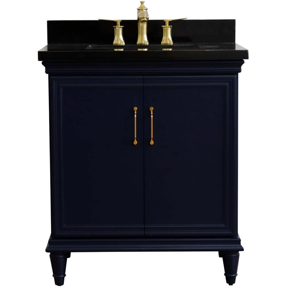 31" Single vanity in Blue finish with Black galaxy and rectangle sink - 400800-31-BU-BGR