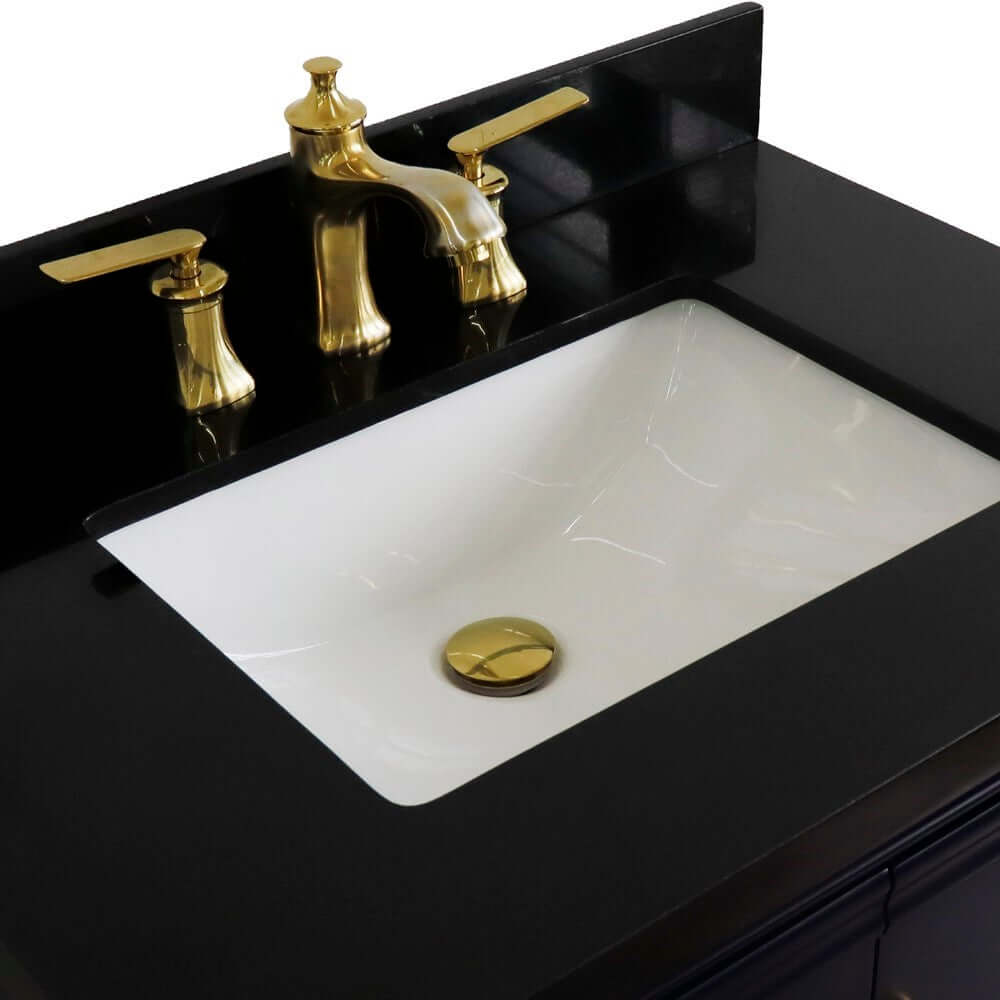 31" Single vanity in Blue finish with Black galaxy and rectangle sink - 400800-31-BU-BGR