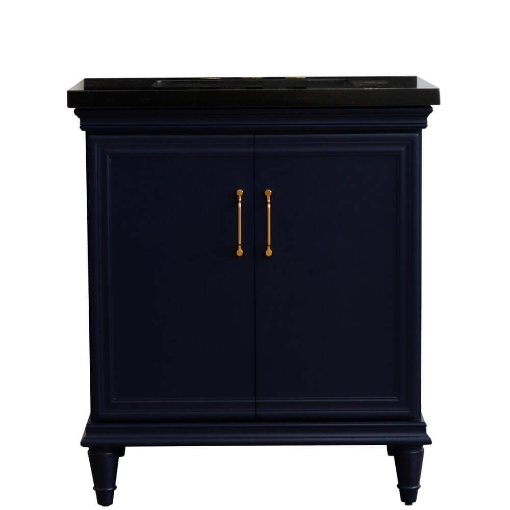 31" Single vanity in Blue finish with Black galaxy and rectangle sink - 400800-31-BU-BGR