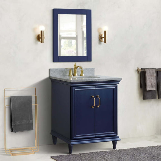 31" Single vanity in Blue finish with Gray granite and oval sink - 400800-31-BU-GYO