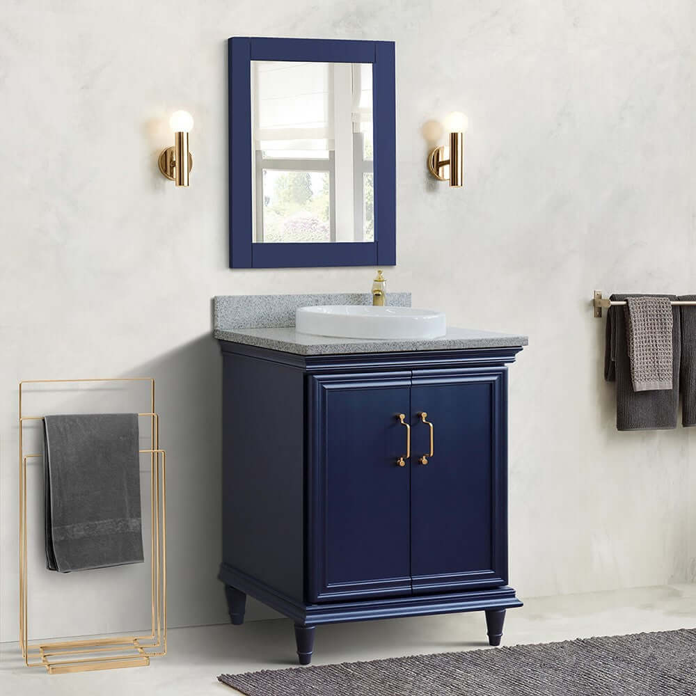 31" Single vanity in Blue finish with Gray granite and round sink - 400800-31-BU-GYRD